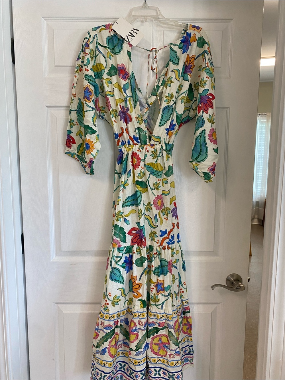 Zara White Maxi Dress with Multicolor Floral Print - Picture 7 of 10